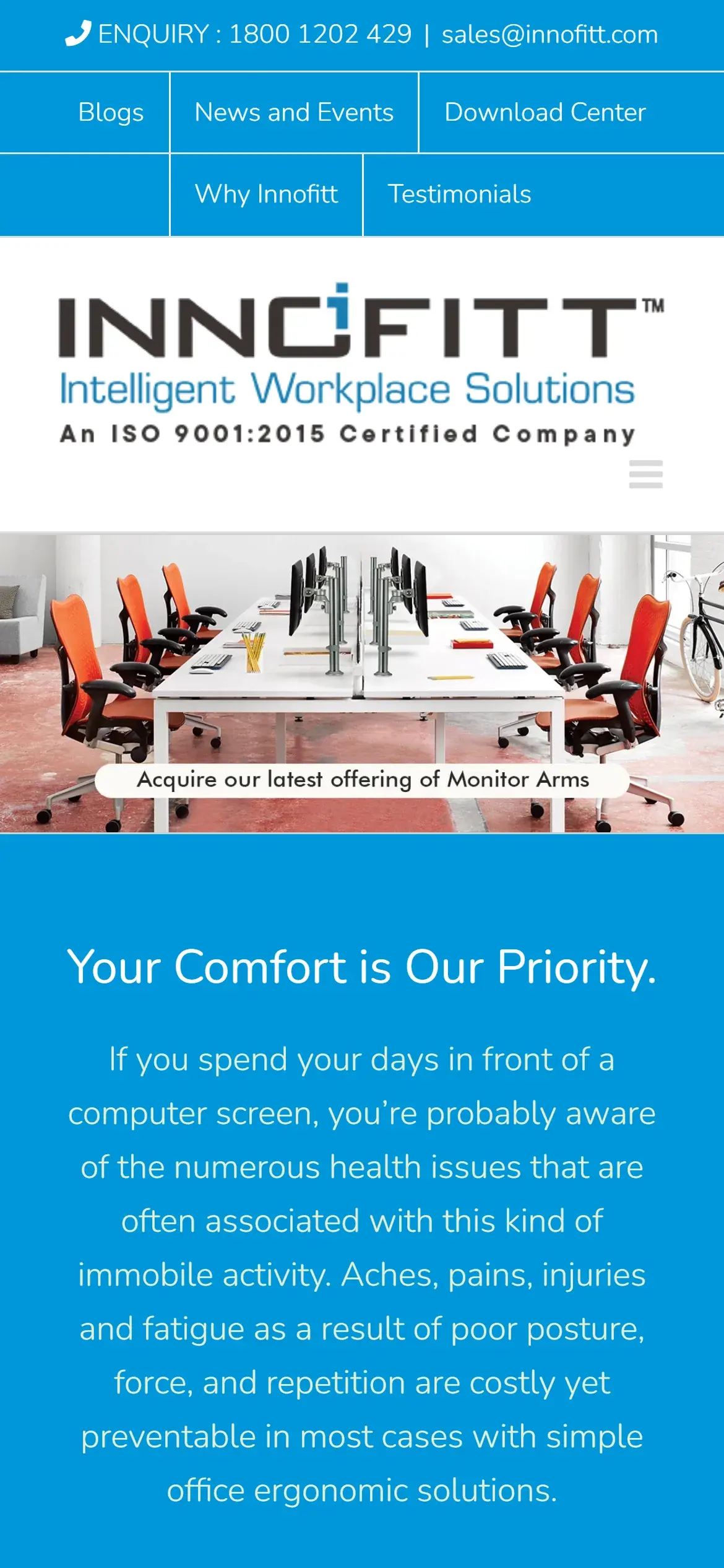 Innofitt home page on a phone