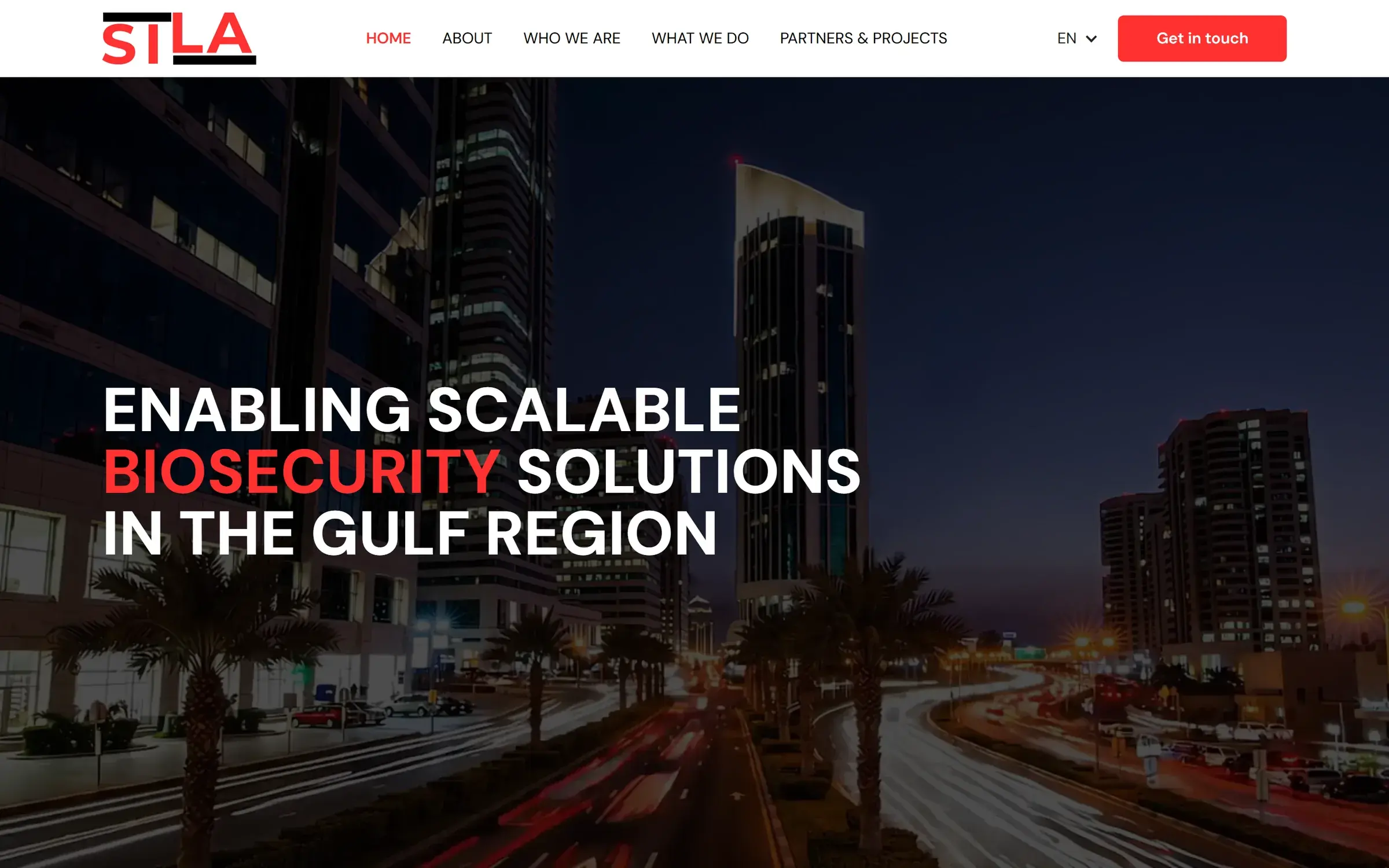 Sila Solutions home page hero over a night-time city video